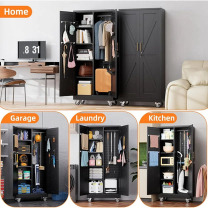 Garage Storage Cabinet with 4 Shelves, Pegboard