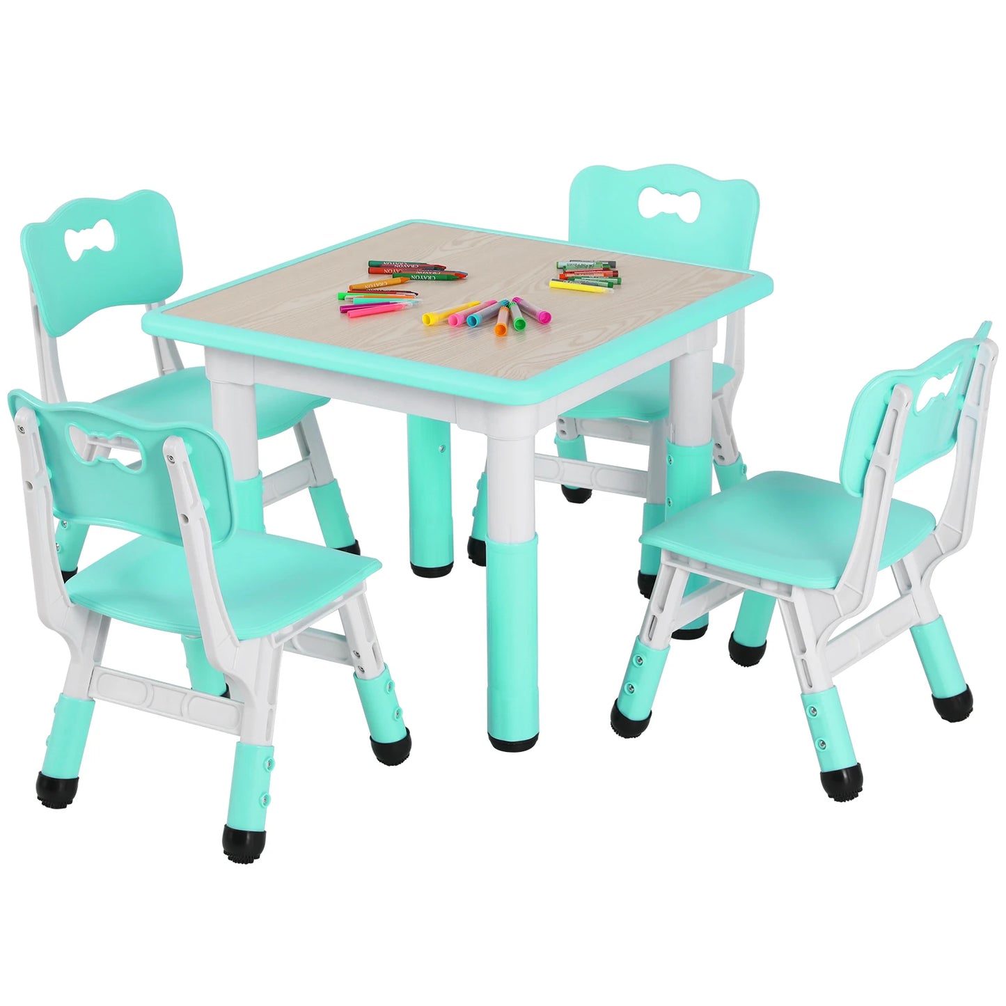 Kids Table and 4 Chairs Set, Height Adjustable