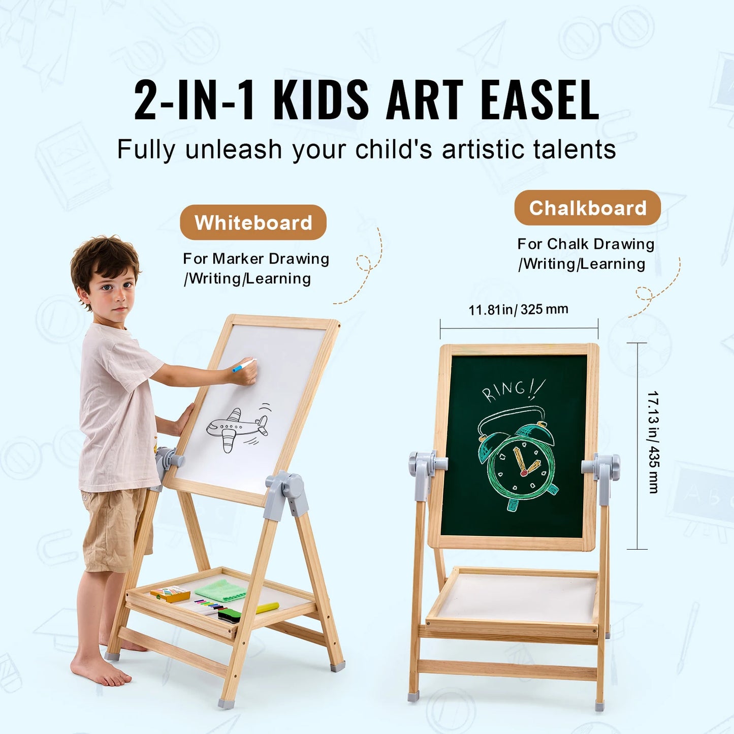 Standing Magnetic Drawing Board WordPad Art Easel with Painting Accessories