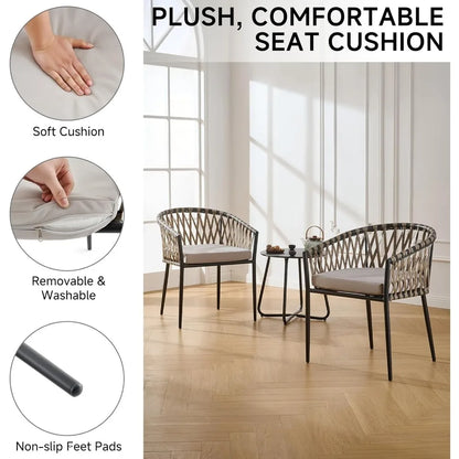 4 outdoor rattan wicker chair with armrest and cushions