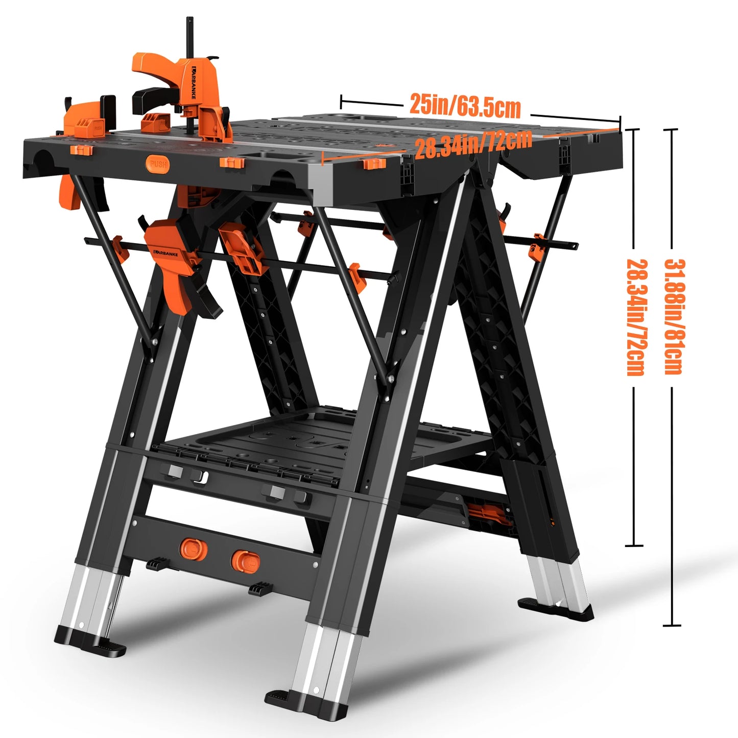 Folding Workbench,2-in-1 Waterproof Portable Folding Work Table,31" W x 25" D x 32" H