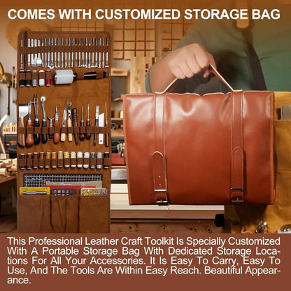 DIY Leatherworking Craft Kit: 588 Pieces with 52 Stamps, 15 Wax Threads,