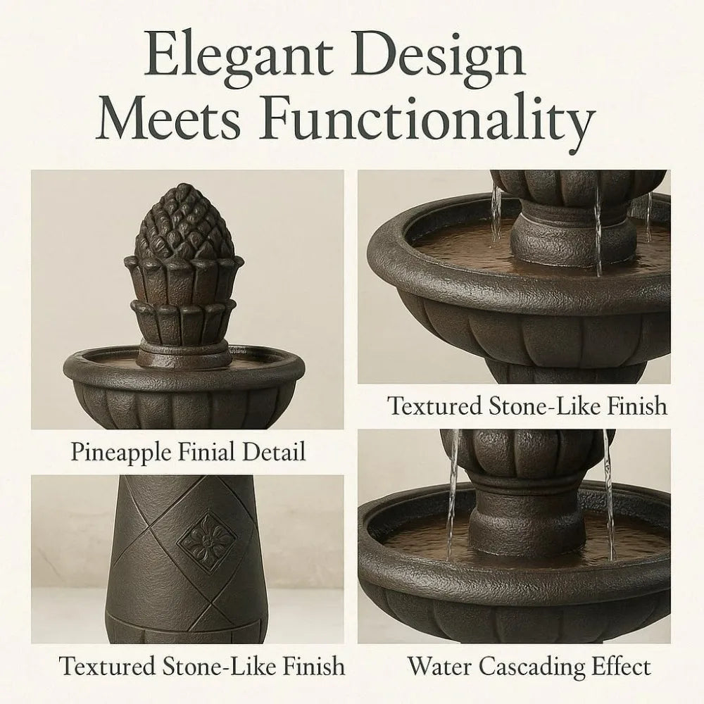Pineapple Tiered Outdoor Water Fountain with Pump