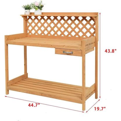 Outdoor Garden Workbench with Potting Table and Pottery Benches
