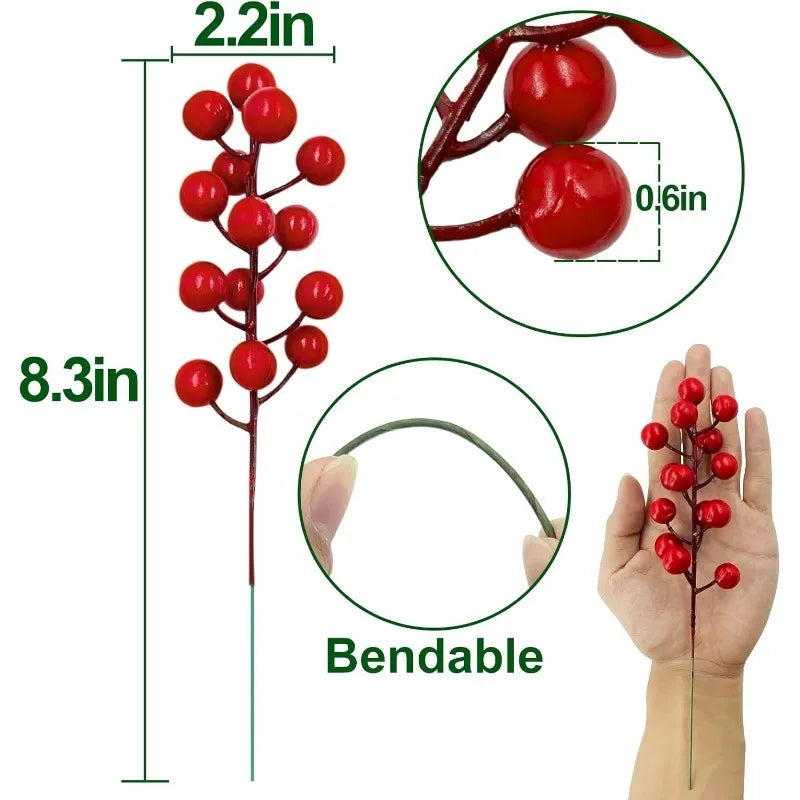 14 Heads Christmas Decoration Artificial Red Berries Bouquets