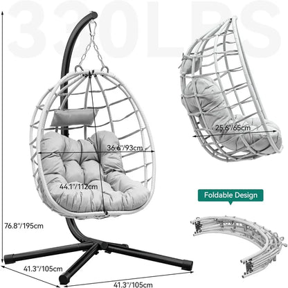 Egg Chair Swing with Steel Stand UV Resistant Cushion 330lbs