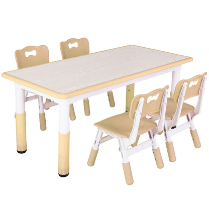 Kids Table and 4 Chairs Set, Height Adjustable
