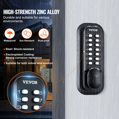 Mechanical Keyless Entry Door Lock 14 Digit Keypad