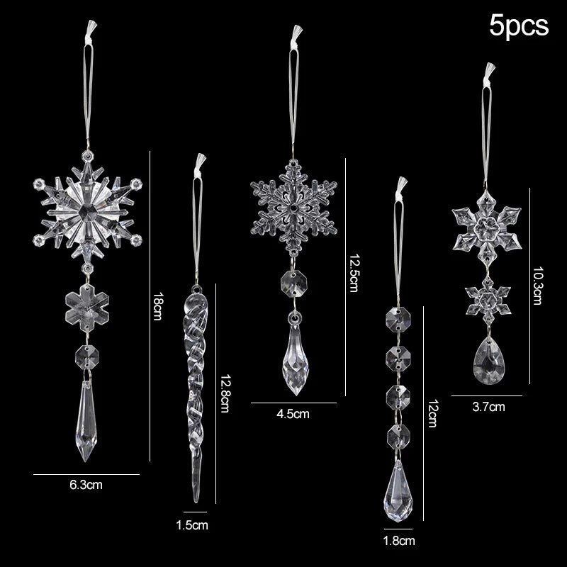 5/10Pcs Acrylic Snowflake Simulation Ice Pendants