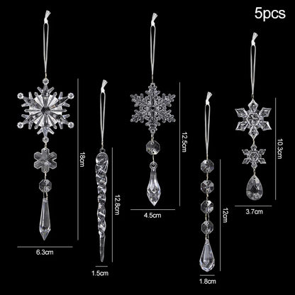5/10Pcs Acrylic Snowflake Simulation Ice Pendants