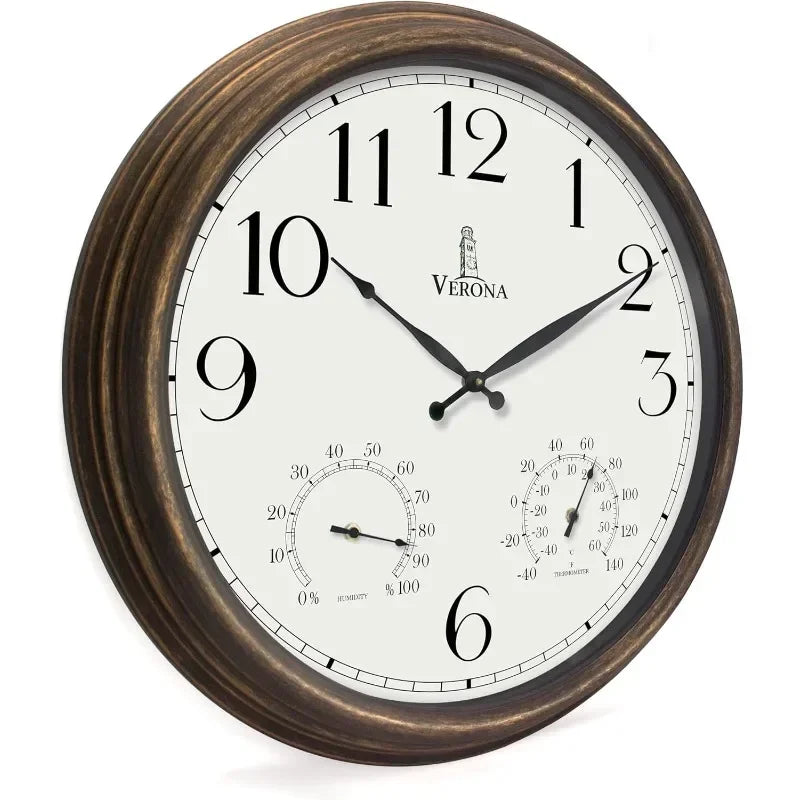 Outdoor Clocks for Patio Large Waterproof with Thermometer - 24 inch