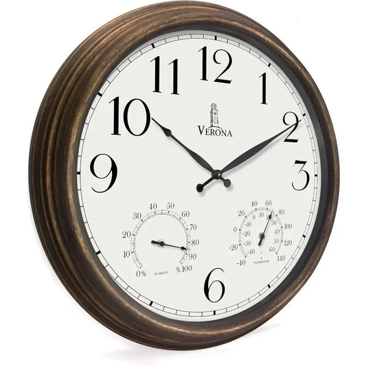 Outdoor Clocks for Patio Large Waterproof with Thermometer - 24 inch