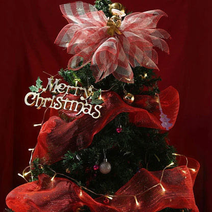 10Yard Christmas Red White Metallic Mesh Ribbon