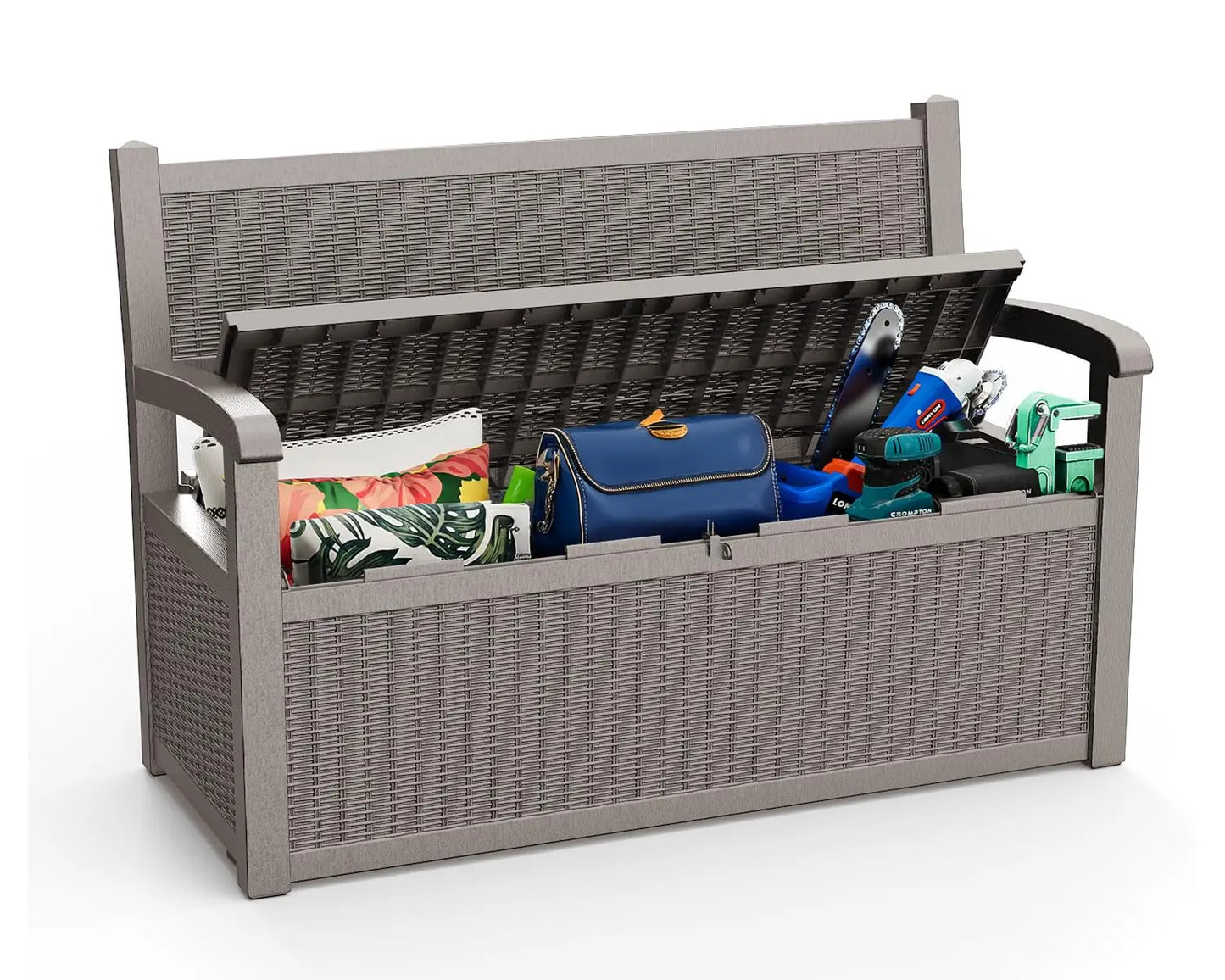 80 Gallon Outdoor Storage Bench Deck Box Waterproof Lockable