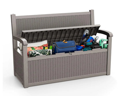 80 Gallon Outdoor Storage Bench Deck Box Waterproof Lockable