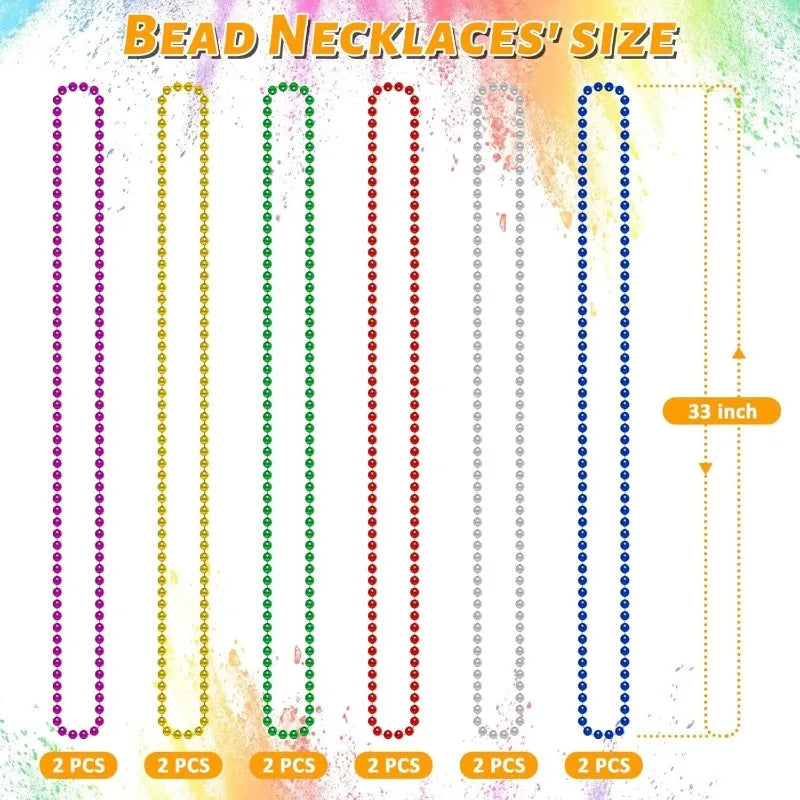 Mardi Gras Beads  33" Necklace Party Favors