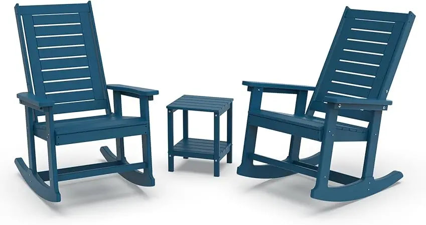 Outdoor Rocking Chair Set | 3-Piece  2 Rocking Chairs with 1 Side Table