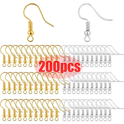 100/200pcs DIY Earring Findings Earrings Clasps Hooks Stainless Steel Hypoallergenic