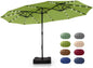 15 ft Rectangle Patio Umbrella with Solar Lights and Base Included