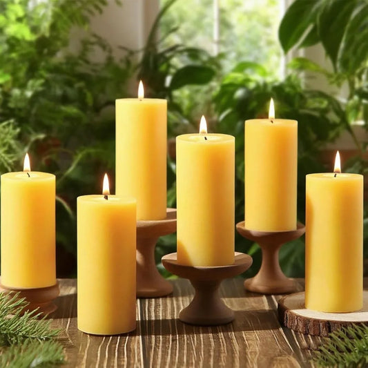 Natural Beeswax Pillar Candles, 560 Hours Long Burning