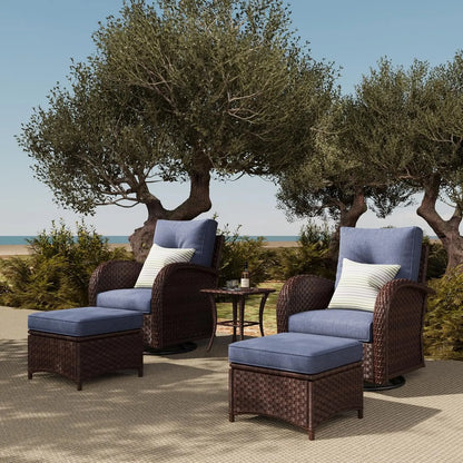 5 Pieces Outdoor Patio Furniture Set, Rattan Wicker