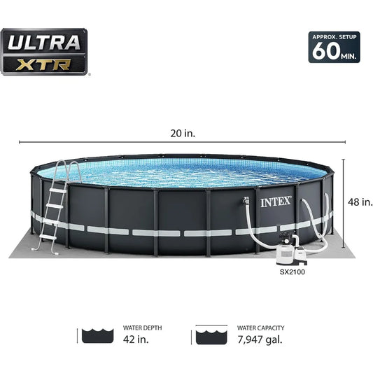 20ft x 48in Above Ground Swimming Pool Set with Sand Filter Pump