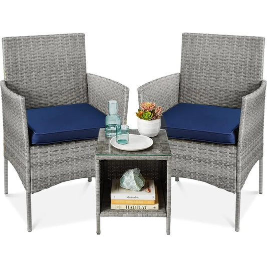 3-Piece Outdoor Wicker Conversation Bistro Set