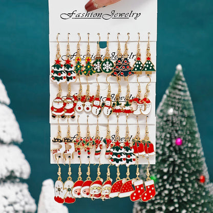 Santa Claus, Reindeer, Christmas Tree and Moon Earrings