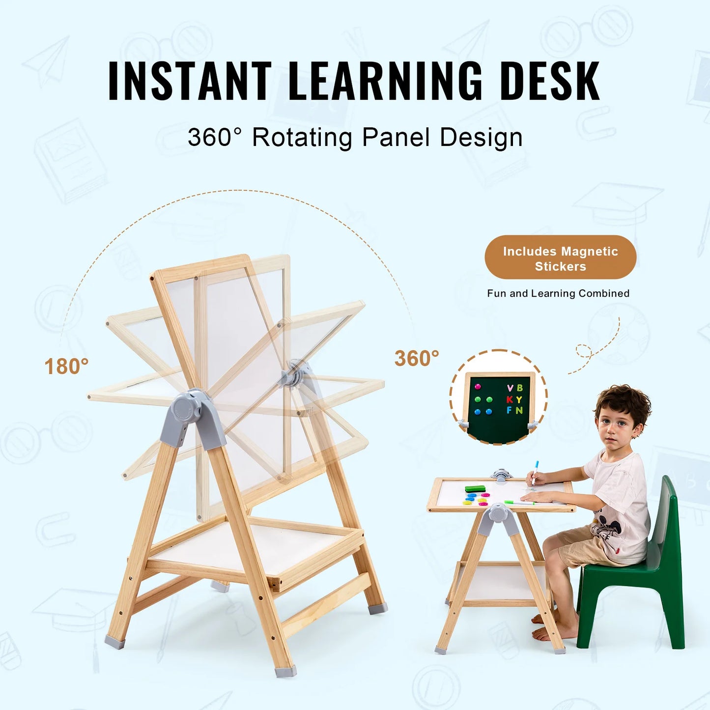 Standing Magnetic Drawing Board WordPad Art Easel with Painting Accessories
