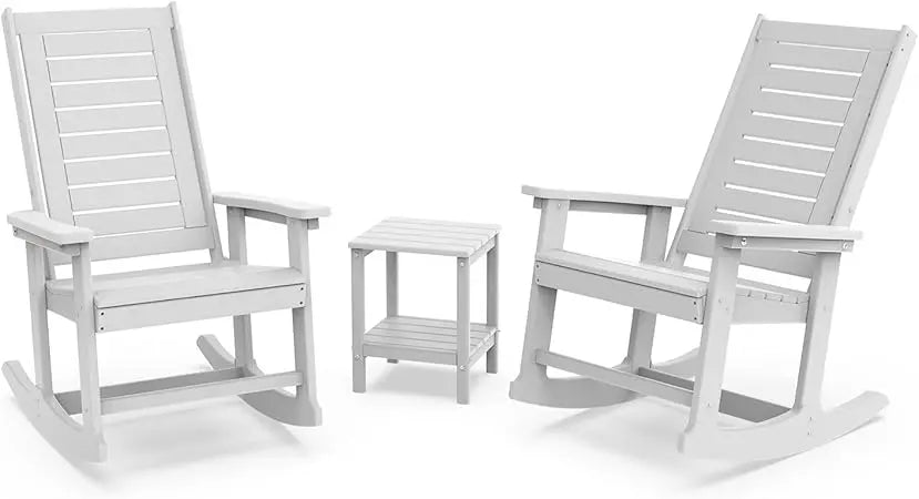 Outdoor Rocking Chair Set | 3-Piece  2 Rocking Chairs with 1 Side Table