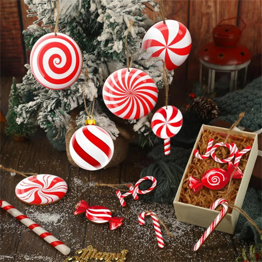 12PCS Wooden Christmas Candy Hanging Ornaments