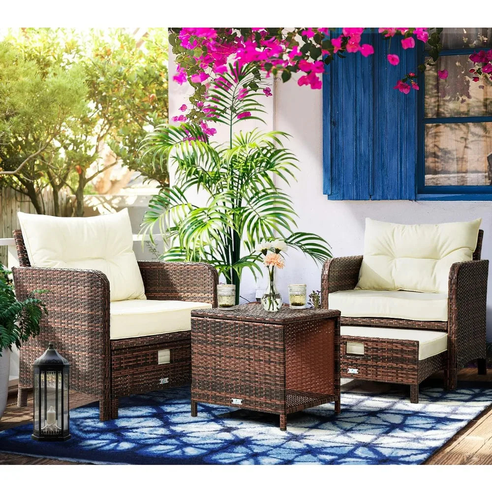 5 Pieces Patio Furniture Set, Rattan