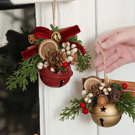 Christmas Bell Antlers Bow Pinecone Bell