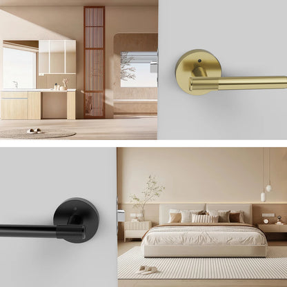 Privacy Door Handle Front Knurled Handle Lever Round Base