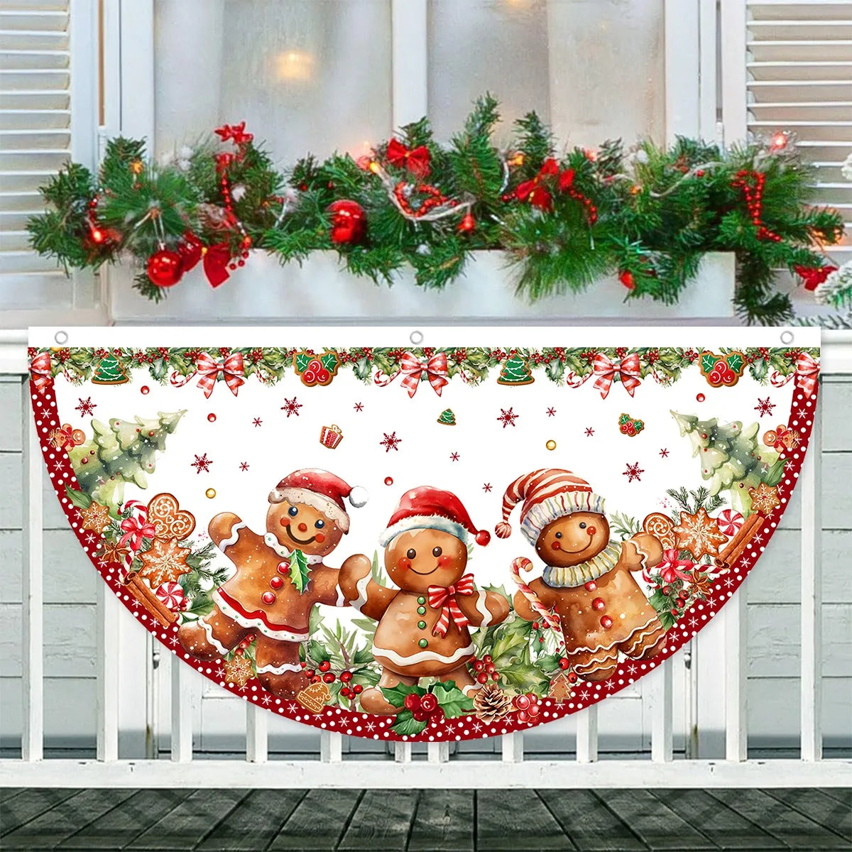 Christmas Outdoor Fan-shaped Flag Banner