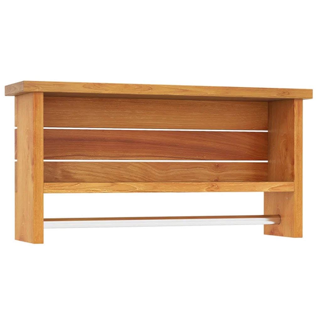 Wood Wall-Mounted Storage Shelf with Towel Bar
