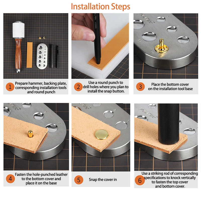 1PC Stainless Steel Rivet Snap Button Setter Base Grommet