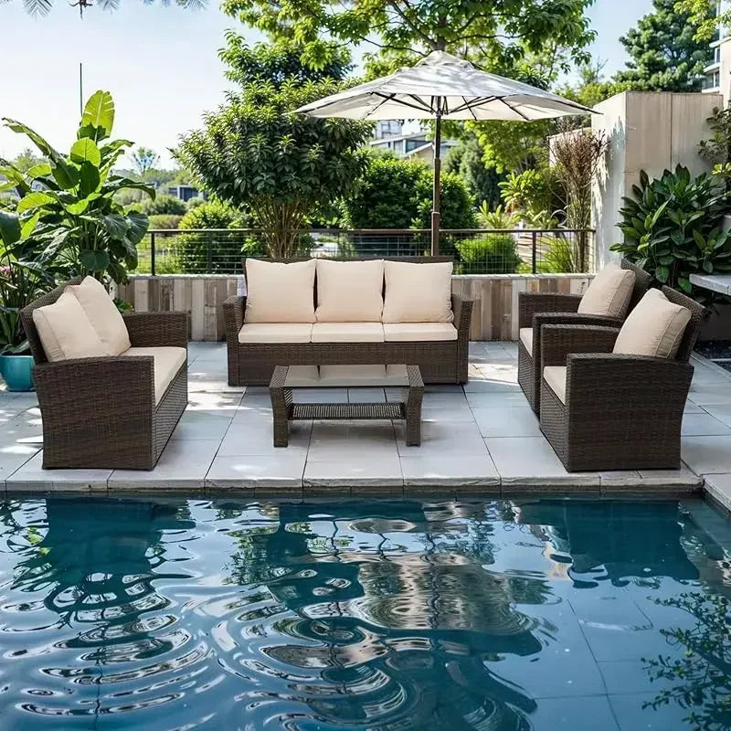 4 Piece Outdoor Patio Furniture Sets. Wicker