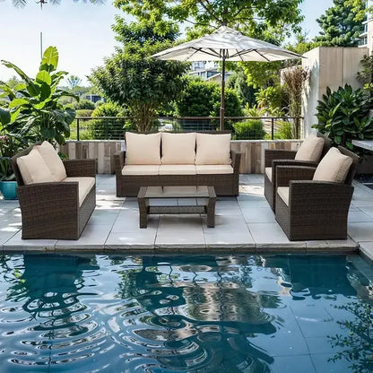 4 Piece Outdoor Patio Furniture Sets. Wicker