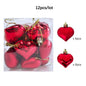 12Pcs Love Heart Christmas Balls Ornament Red Gold Plastic Balls