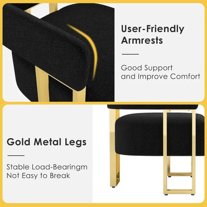Modern Black and Gold Accent Chair Set of 2,