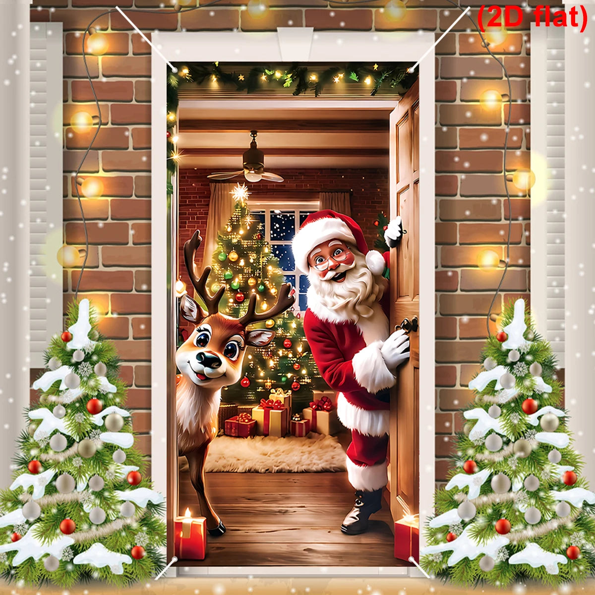 Christmas Hanging Flag Santa Claus Door Banner