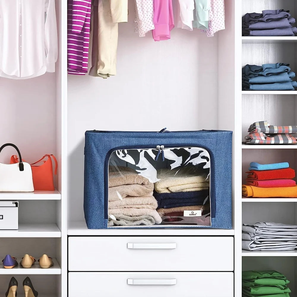 Stackable Foldable Storage Bins with Metal Frame