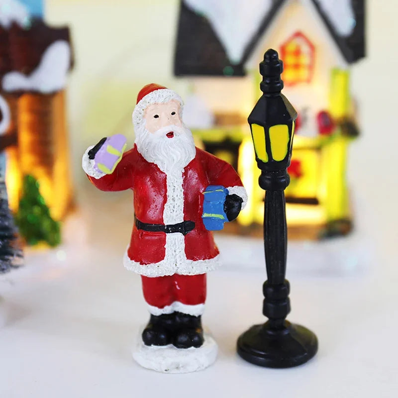 LED Resin Christmas Village Ornaments Set