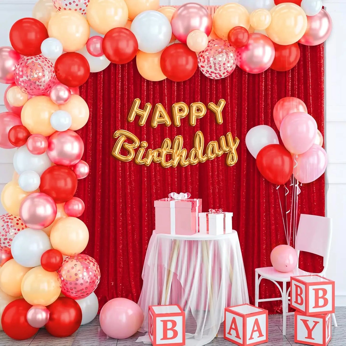 Red Sequin Backdrop Curtains 1Pcs 7ftx7ft Glitter Red Photo Backdrop Drapes Party Wedding Baby Shower Curtain Sparkle Photograph