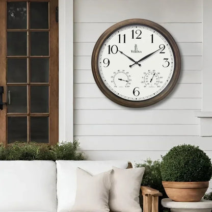 Outdoor Clocks for Patio Large Waterproof with Thermometer - 24 inch