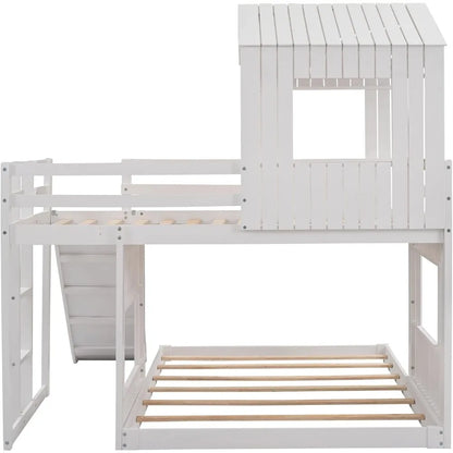 Twin Size Bunk Bed with Slide, Loft Bed Design, Playhouse