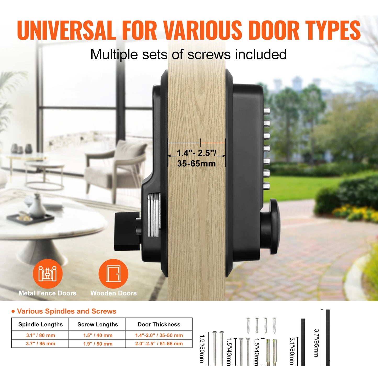 Mechanical Keyless Entry Door Lock 14 Digit Keypad