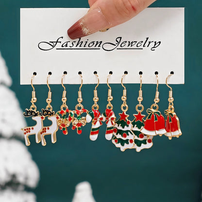 Santa Claus, Reindeer, Christmas Tree and Moon Earrings