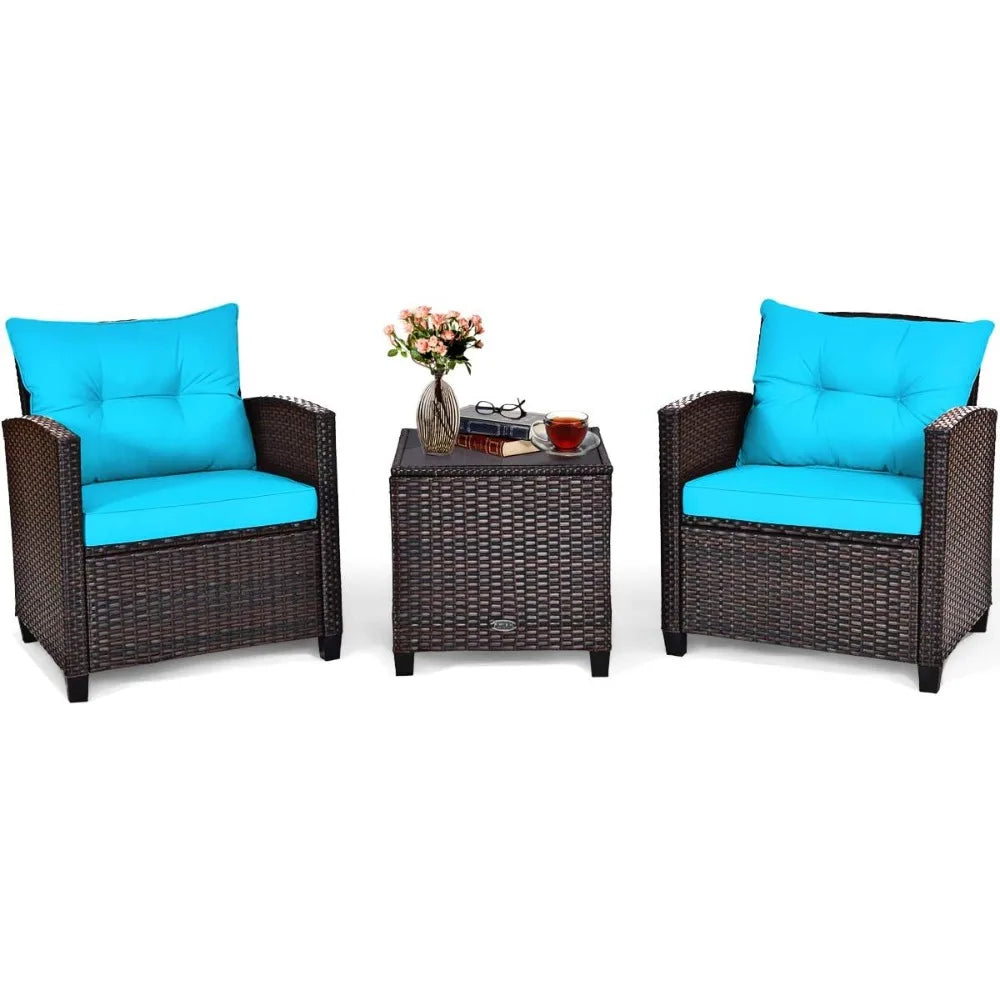 3pcs patio furniture set, rattan wicker